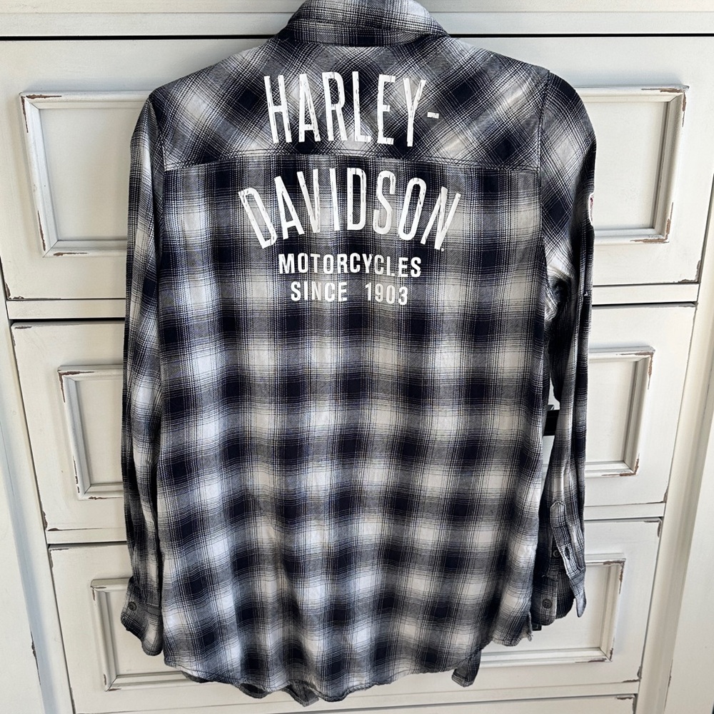 Harley-Davidson women’s Black and White Plaid Shirt